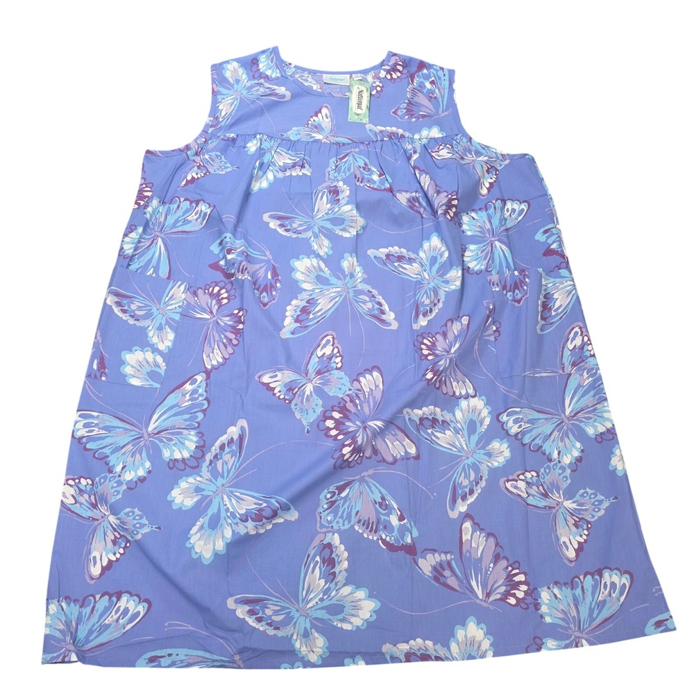 National Butterfly Print Sleeveless Nightgown Women's‎ Size 3X Blue Purple NWT